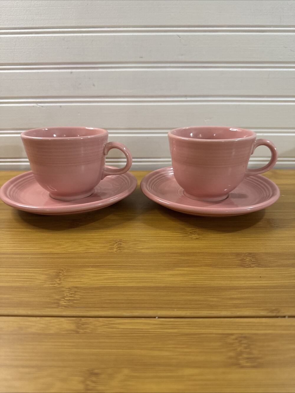 Vintage Fiestaware Rose Pink 2 Cups & Saucers Retired Color